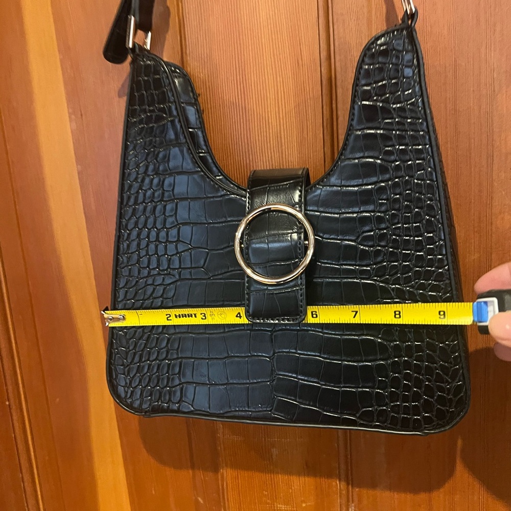 Madison West Black Croc-Embossed Shoulder Bag - Picture 9 of 9